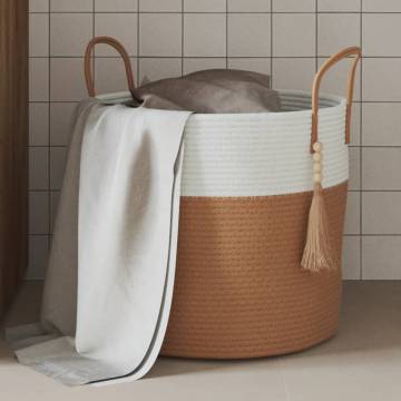 Storage Basket Brown and White Ø40x35 cm Cotton