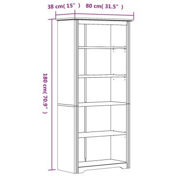 Bookcase BODO Brown 80x38x180 cm Solid Wood Pine 5-Tier