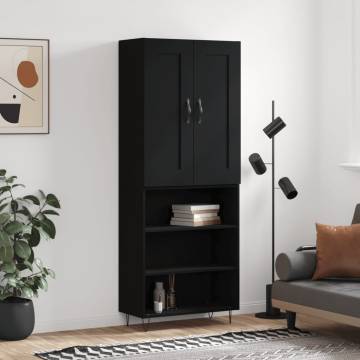 Highboard Black 69.5x34x180 cm Engineered Wood