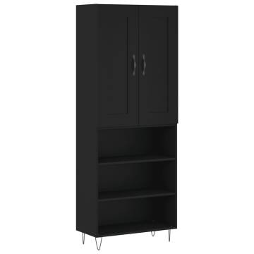 Highboard Black 69.5x34x180 cm Engineered Wood