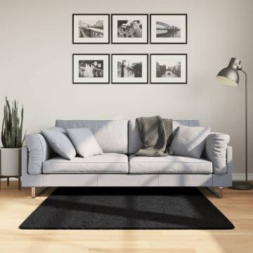 Shaggy Rug PAMPLONA High Pile Modern Black 120x120 cm