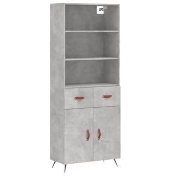 Highboard Concrete Grey 69.5x34x180 cm Engineered Wood