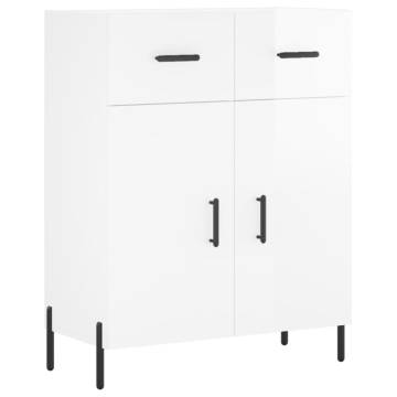 Highboard High Gloss White 69.5x34x180 cm Engineered Wood