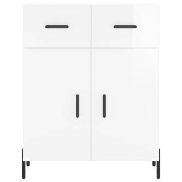 Highboard High Gloss White 69.5x34x180 cm Engineered Wood