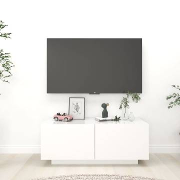 TV Cabinet High Gloss White 100x35x40 cm Engineered Wood