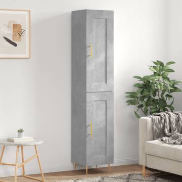 Highboard Concrete Grey 34.5x34x180 cm Engineered Wood