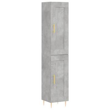 Highboard Concrete Grey 34.5x34x180 cm Engineered Wood