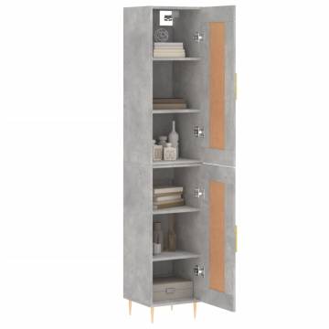 Highboard Concrete Grey 34.5x34x180 cm Engineered Wood