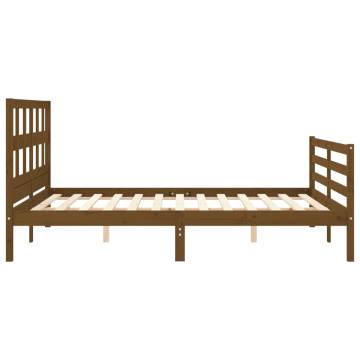 Bed Frame with Headboard Honey Brown King Size Solid Wood