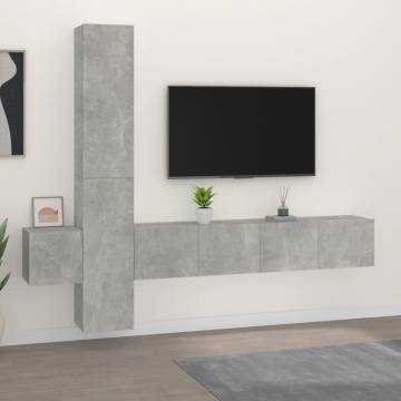 5 Piece TV Cabinet Set Concrete Grey Engineered Wood