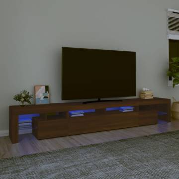 TV Cabinet with LED Lights Brown Oak 260x36.5x40 cm