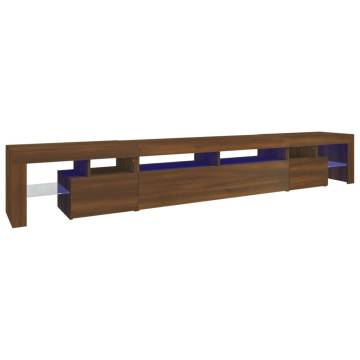 TV Cabinet with LED Lights Brown Oak 260x36.5x40 cm