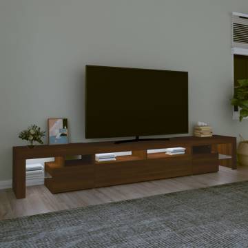 TV Cabinet with LED Lights Brown Oak 260x36.5x40 cm