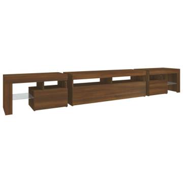 TV Cabinet with LED Lights Brown Oak 260x36.5x40 cm