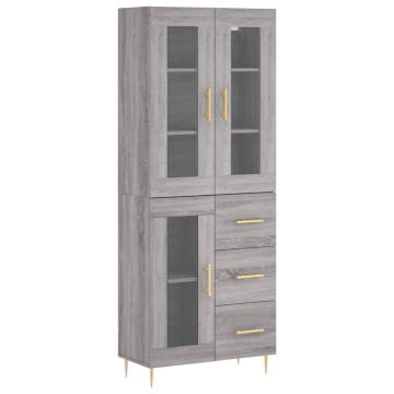 Highboard Grey Sonoma 69.5x34x180 cm Engineered Wood