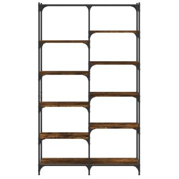 Bookshelf Smoked Oak 100x32x170 cm Engineered Wood and Iron