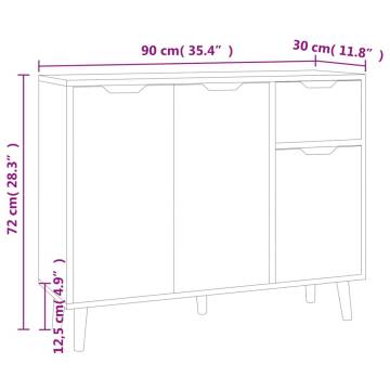 Sideboard Sonoma Oak 90x30x72 cm Engineered Wood