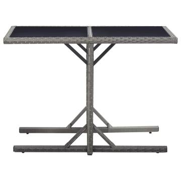 Garden Table Anthracite 110x53x72 cm Glass and Poly Rattan