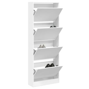 Shoe Cabinet White 60x21x163.5 cm Engineered Wood