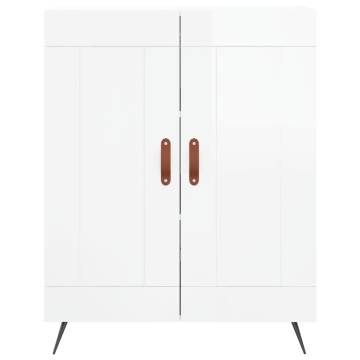 Highboard High Gloss White 69.5x34x180 cm Engineered Wood