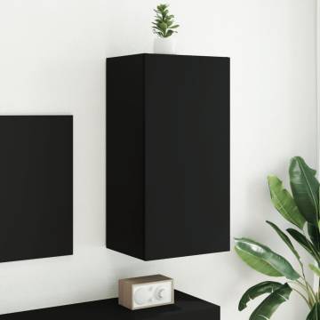 TV Wall Cabinet with LED Lights Black 40.5x35x80 cm