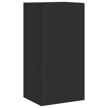 TV Wall Cabinet with LED Lights Black 40.5x35x80 cm