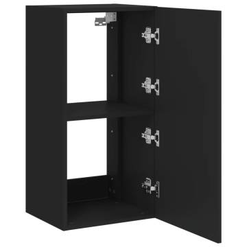 TV Wall Cabinet with LED Lights Black 40.5x35x80 cm