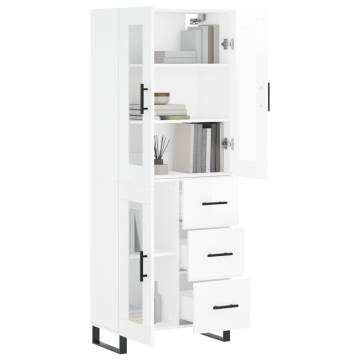 Highboard High Gloss White 69.5x34x180 cm Engineered Wood