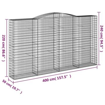 Arched Gabion Baskets 5 pcs 400x50x220/240 cm Galvanised Iron