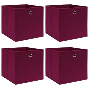 Storage Boxes 4 pcs Dark Red 32x32x32 cm Fabric