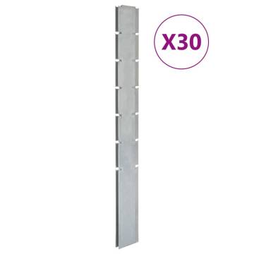 Garden Fence Posts 30 pcs Silver 180 cm Galvanised Steel