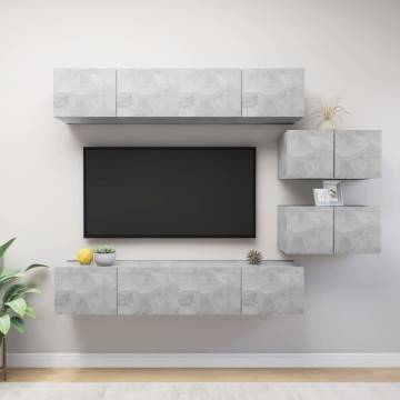 6 Piece TV Cabinet Set Concrete Grey Engineered Wood