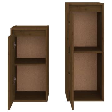 TV Cabinets 2 pcs Honey Brown Solid Wood Pine