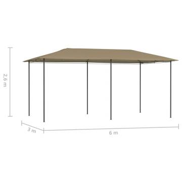 Gazebo 3x6x2.6 m Taupe 160 g/m²