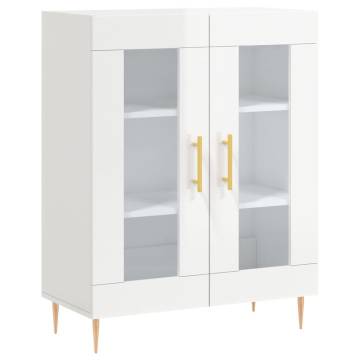 Highboard High Gloss White 69.5x34x180 cm Engineered Wood