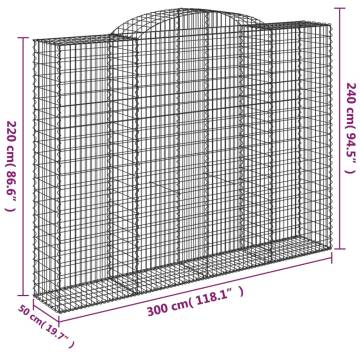 Arched Gabion Baskets 3 pcs 300x50x220/240 cm Galvanised Iron