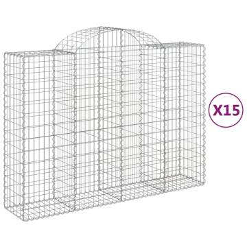 Arched Gabion Baskets 15 pcs 200x50x140/160 cm Galvanised Iron