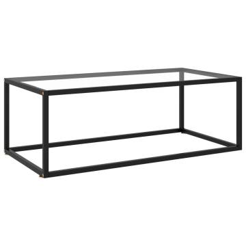 Coffee Table Black with Tempered Glass 100x50x35 cm