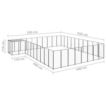 Dog Kennel Black 25.41 m² Steel