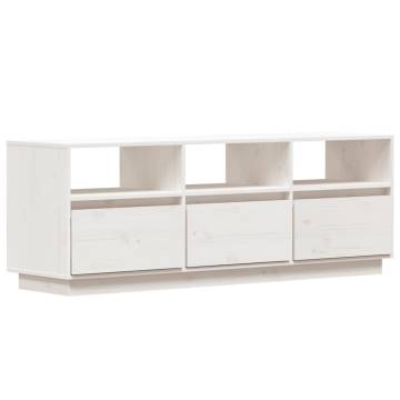 TV Cabinet White 140x37x50 cm Solid Wood Pine