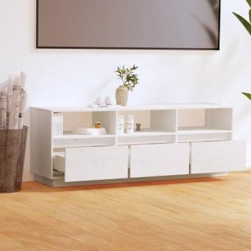 TV Cabinet White 140x37x50 cm Solid Wood Pine