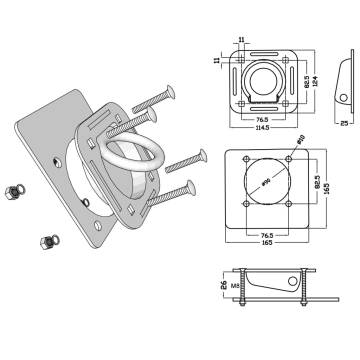 Lashing Rings for Trailer 6 pcs Galvanised Steel 2000 kg