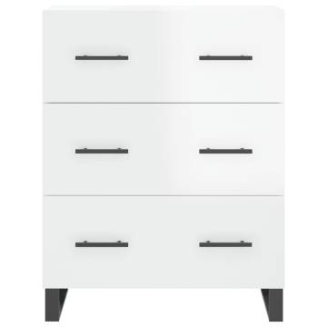 Highboard High Gloss White 69.5x34x180 cm Engineered Wood