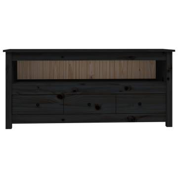 TV Cabinet Black 114x35x52 cm Solid Wood Pine