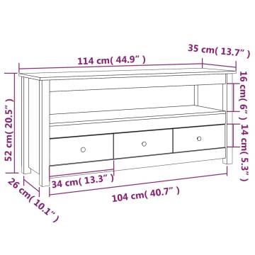 TV Cabinet Black 114x35x52 cm Solid Wood Pine