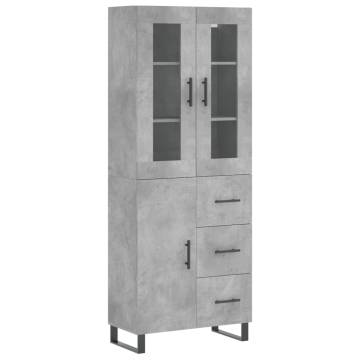 Highboard Concrete Grey 69.5x34x180 cm Engineered Wood