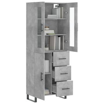 Highboard Concrete Grey 69.5x34x180 cm Engineered Wood