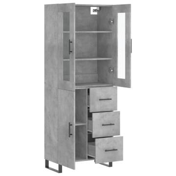 Highboard Concrete Grey 69.5x34x180 cm Engineered Wood