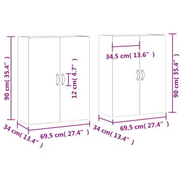 Wall Mounted Cabinets 2 pcs Concrete Grey 69.5x34x90 cm