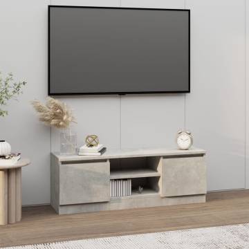 TV Cabinet with Door Concrete Grey 102x30x36 cm